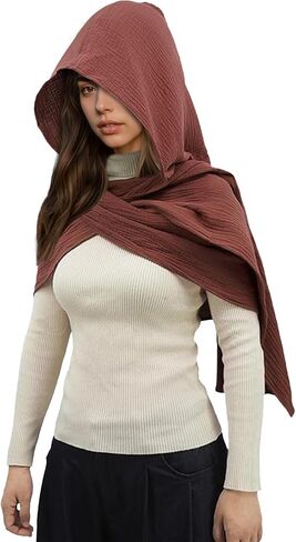 Women Men Shawl Hooded Scarf Cape Multifunctional Linen Cotton Rave Hood Shawls in Saudi Arabia