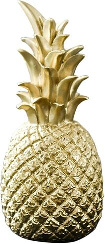 SYCOOVEN Pineapple Figurines Ornaments Desktop Decorations Living Room Cabinet Creative Fake Resin Pineapple Ornament Artificial Pineapple Figurine Statue DIY Decor(Gold,Size:M) in Saudi Arabia