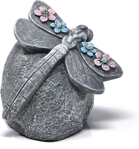 Gift Boutique Solar LED Dragonfly Garden Statue with Lights, Outdoor Resin Rock Decor for Patio Lawn Yard Pathway Flower Bed Decoration in Kuwait
