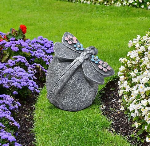 Gift Boutique Solar LED Dragonfly Garden Statue with Lights, Outdoor Resin Rock Decor for Patio Lawn Yard Pathway Flower Bed Decoration in Kuwait