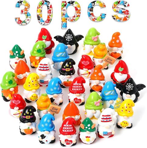 Miniature Resin Gnome Figurines Set 30 Pcs 15 Styles Independence Day 4th of July Seasonal Holiday Gnome Statues for Fairy Garden Terrarium Plant Pots Decor in Kuwait