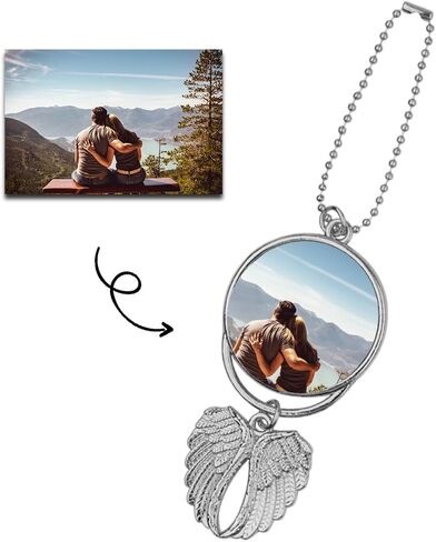 Photo Picture Frame for Couples Family Birthday for Women Men Double Side Car Hanging Ornament for Car Mirror Decor Hanging Angle Wing Ornament in Saudi Arabia