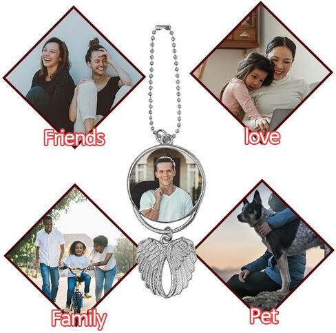 Photo Picture Frame for Couples Family Birthday for Women Men Double Side Car Hanging Ornament for Car Mirror Decor Hanging Angle Wing Ornament in Saudi Arabia