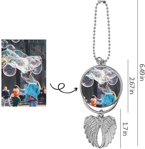 Photo Picture Frame for Couples Family Birthday for Women Men Double Side Car Hanging Ornament for Car Mirror Decor Hanging Angle Wing Ornament in Saudi Arabia