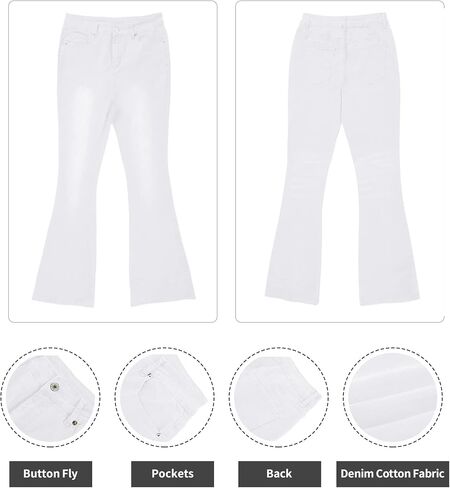 Koinshha Womens High Waisted Jeans Flare Stretch Boyfriend Casual Bootcut Denim Pants Size 6 A White in Saudi Arabia