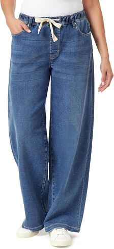 kensie Jeans for Women Easy Breezy Drapey High-Rise Pull On Drawstring Denim Wide Leg 32-Inch Inseam, Small to X-Large in Kuwait