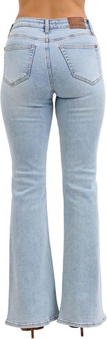 Judy Blue Women's Mid Rise Patch Pocket Button Fly Flare Leg Jeans in Kuwait