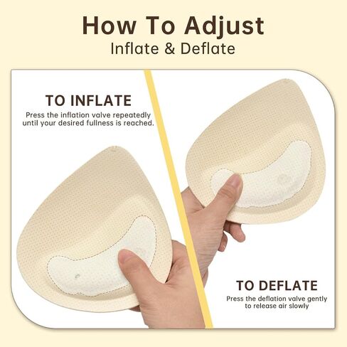 Push Up Bra Pads Inserts for Women – Adjustable Inflatable Air Pads with Built-in Pump to Add 2 Cup Sizes – Custom Thickness for Asymmetric Support, Breathable & Comfortable, Reusable (Beige) in Saudi Arabia