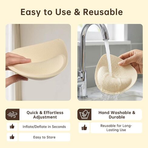 Push Up Bra Pads Inserts for Women – Adjustable Inflatable Air Pads with Built-in Pump to Add 2 Cup Sizes – Custom Thickness for Asymmetric Support, Breathable & Comfortable, Reusable (Beige) in Saudi Arabia