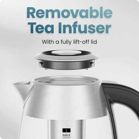 CHEFMAN Lightning High-Powered Electric Kettle, 1.8L 1750W, Rapid Boil 2 Cups in 2 Minutes, BPA Free Cordless Tea Kettle with Digital Temperature Control and 1-Hour Keep Hot – Stainless Steel in Kuwait