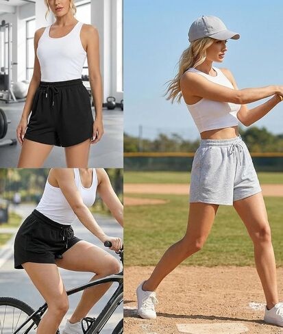2 Pack Women's Athletic Shorts Comfy Lounge Shorts with Pockets in Kuwait