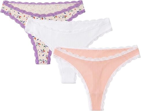 b.tempt'd womens Inspired Eyelet Thong Panty 3 Pack in Kuwait
