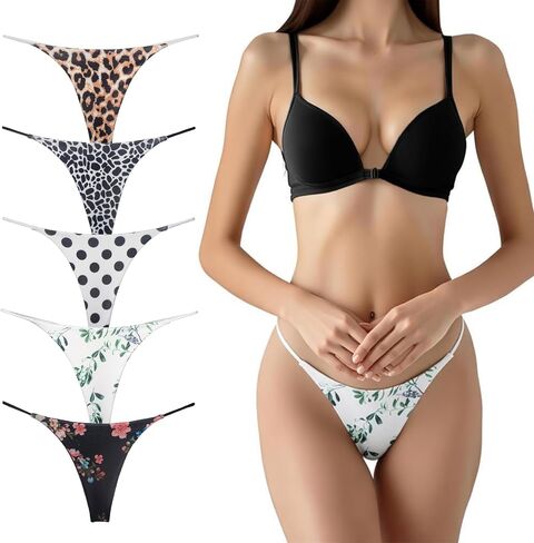 G String Thongs for Women Seamless tanga Underwear Low Rise Panties 5 Pack in Kuwait