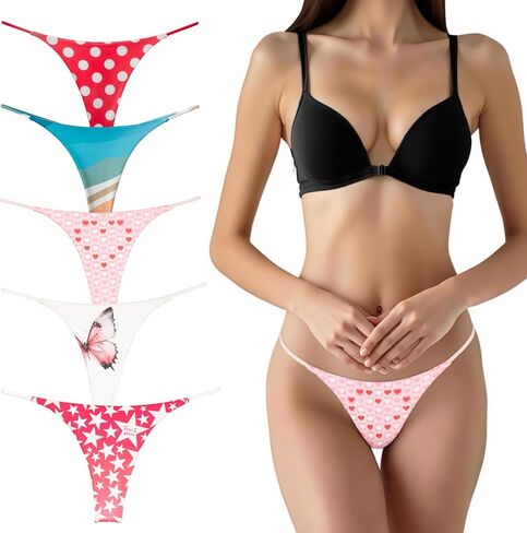 G String Thongs for Women Seamless tanga Underwear Low Rise Panties 5 Pack in Saudi Arabia