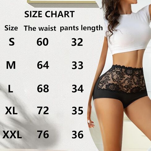 1PCS Women’s High-Waisted Lace Panties black– Elegant Comfortable Briefs with Tummy Control in Kuwait