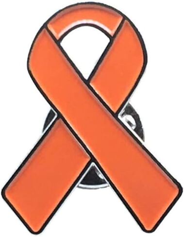 1 Orange Awareness Enamel Ribbon Pin With Metal Clasp Pin - Show Your Support For ADD, COPD, Gun Violence, Kidney Cancer, Leukemia, Multiple Sclerosis, RSD/CRPS, Self-Injury Etc in Kuwait