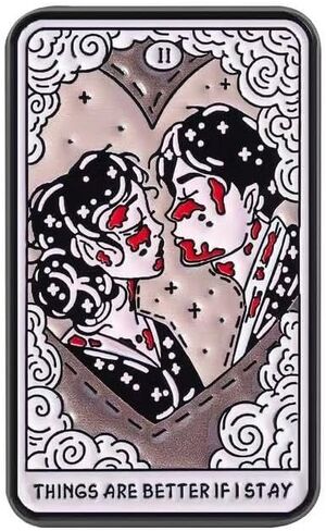 Tarot Card Enamel Pin - Zombie Love "Things Are Better If I Stay" Gothic Metal Badge for Backpack Jacket Hat Decoration in Saudi Arabia