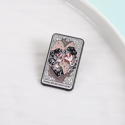 Tarot Card Enamel Pin - Zombie Love "Things Are Better If I Stay" Gothic Metal Badge for Backpack Jacket Hat Decoration in Saudi Arabia