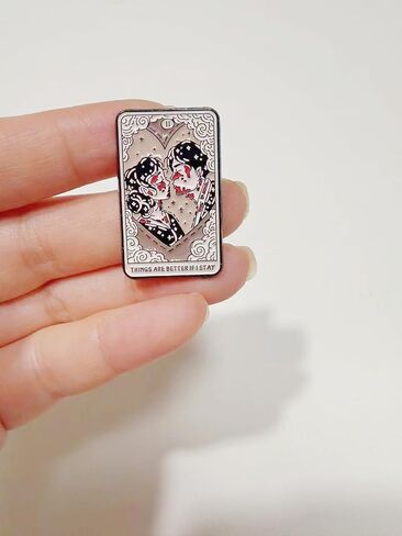 Tarot Card Enamel Pin - Zombie Love "Things Are Better If I Stay" Gothic Metal Badge for Backpack Jacket Hat Decoration in Saudi Arabia