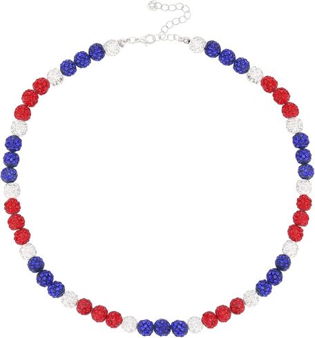 Fourth Of July Earrings Rhinestone American Flag USA Earrings Necklaces Stackable Bracelets Memorial Day Jewelry Set 3PCS in Saudi Arabia