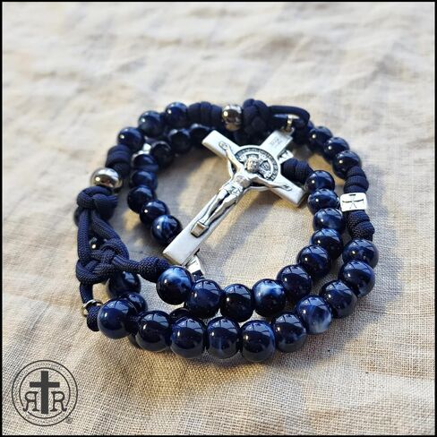 Rugged Rosaries® BLUE Marian Meditation ROSARY with St. Benedict Crucifix in Saudi Arabia