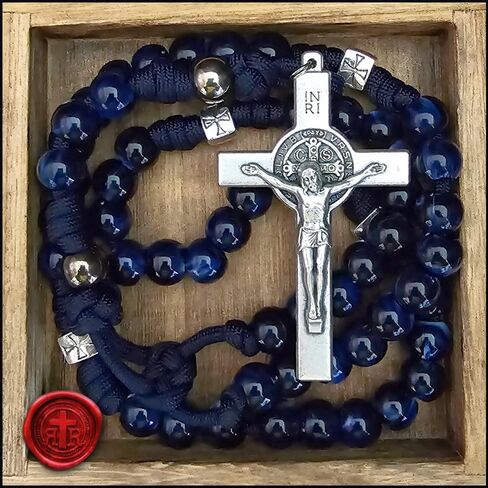 Rugged Rosaries® BLUE Marian Meditation ROSARY with St. Benedict Crucifix in Saudi Arabia