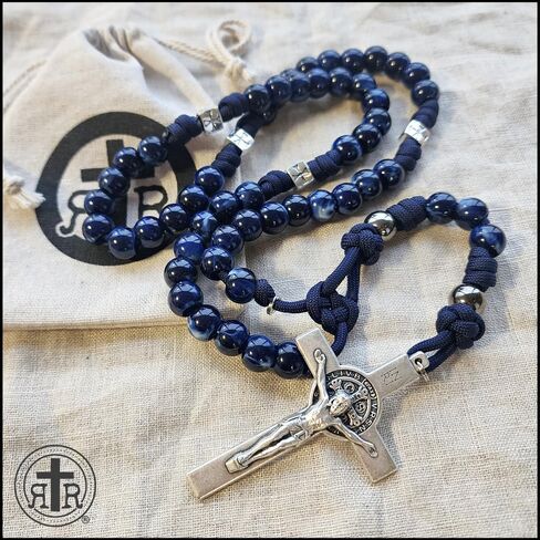 Rugged Rosaries® BLUE Marian Meditation ROSARY with St. Benedict Crucifix in Saudi Arabia