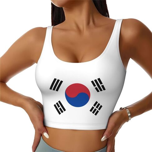 Flag of Republic of Korea Women's Sports Bra U-Back Workout Tank Top with Removable Pads, Breathable Yoga Crop Top in Saudi Arabia