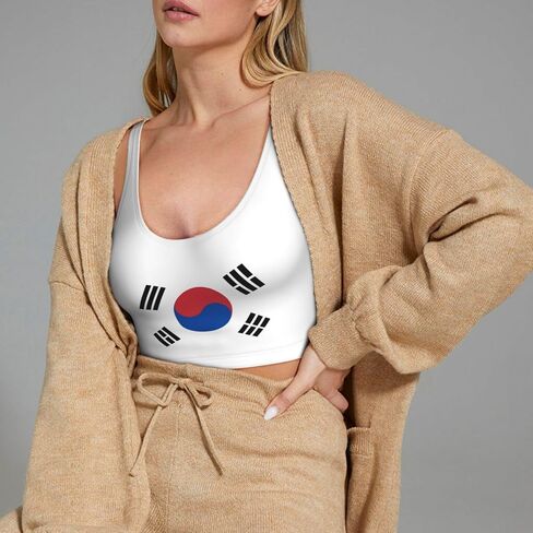 Flag of Republic of Korea Women's Sports Bra U-Back Workout Tank Top with Removable Pads, Breathable Yoga Crop Top in Saudi Arabia