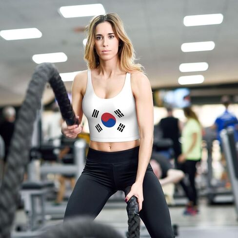 Flag of Republic of Korea Women's Sports Bra U-Back Workout Tank Top with Removable Pads, Breathable Yoga Crop Top in Saudi Arabia