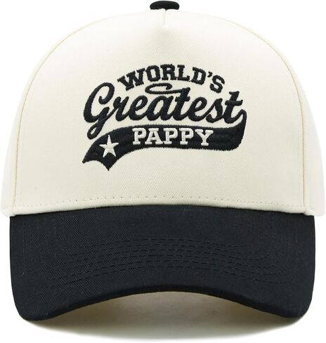 World's Greatest Pappy Hat, Vintage Two Tone Dad Hats for Men, Fathers Day Birthday Gifts for Grandpa Dad Black in Kuwait