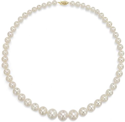 14K Yellow Gold White Cultured Freshwater Pearl Necklace Graduated 6-11mm 18 inch in Kuwait