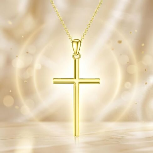 Christian Gift 14k Gold Cross Necklace for Women Gold Cross Pendant Necklaces Religious Faith Jewelry for Her Birthday Christmas Mothers Day Gifts for Mom Wife Girlfriend in Kuwait