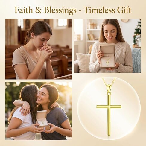 Christian Gift 14k Gold Cross Necklace for Women Gold Cross Pendant Necklaces Religious Faith Jewelry for Her Birthday Christmas Mothers Day Gifts for Mom Wife Girlfriend in Kuwait