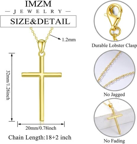 Christian Gift 14k Gold Cross Necklace for Women Gold Cross Pendant Necklaces Religious Faith Jewelry for Her Birthday Christmas Mothers Day Gifts for Mom Wife Girlfriend in Kuwait