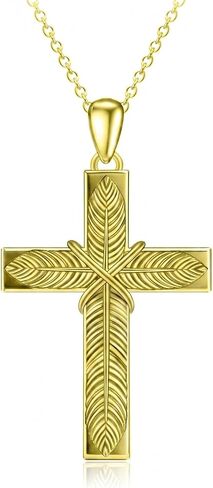 Christian Gift 14k Gold Cross Necklace for Women Gold Cross Pendant Necklaces Religious Faith Jewelry for Her Birthday Christmas Mothers Day Gifts for Mom Wife Girlfriend in Kuwait
