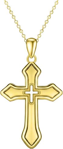Christian Gift 14k Gold Cross Necklace for Women Gold Cross Pendant Necklaces Religious Faith Jewelry for Her Birthday Christmas Mothers Day Gifts for Mom Wife Girlfriend in Kuwait