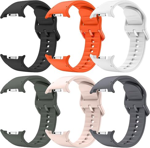 6 Pack Sport Bands Compatible for Samsung Galaxy Watch 8 Band 40mm 44mm/Galaxy Watch 8 Classic 46mm, No Gap Soft Silicone Strap for Men Women, M/L, BLK+WH+SG+AG+MB+O in Kuwait