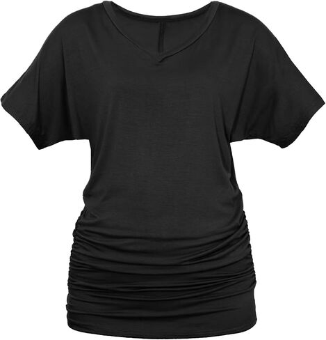 VahRuta Women Dolman Sleeve Tunic with Side Shirring Ruched Bottom Tops in Kuwait