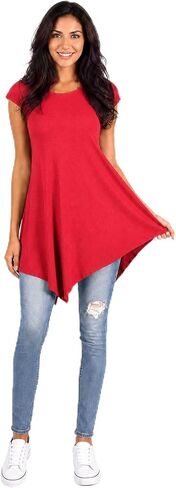 Women’s 100% Cotton Summer Tunic Tank Top – Sleeveless Boho Swing Blouse with Handkerchief Hem in Kuwait