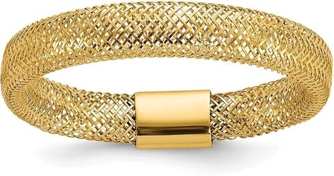 Jewelry Affairs 14K Gold Polished Mesh Stretch Adjustable Band Ring in Saudi Arabia