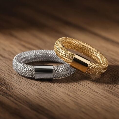 Jewelry Affairs 14K Gold Polished Mesh Stretch Adjustable Band Ring in Saudi Arabia