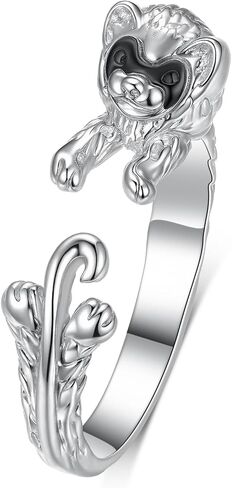 Ferret Open Band Ring 925 Sterling Silver - Hypoallergenic Animal Jewelry Gift for Women, Ferret Lovers, Rescuers in Saudi Arabia