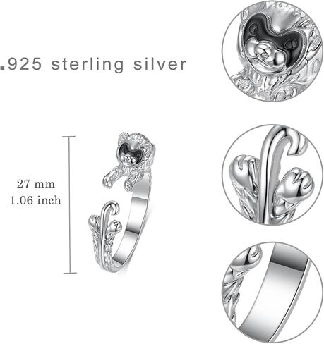 Ferret Open Band Ring 925 Sterling Silver - Hypoallergenic Animal Jewelry Gift for Women, Ferret Lovers, Rescuers in Saudi Arabia