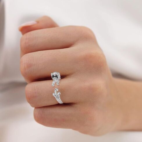 Ferret Open Band Ring 925 Sterling Silver - Hypoallergenic Animal Jewelry Gift for Women, Ferret Lovers, Rescuers in Saudi Arabia