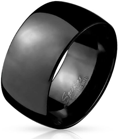 Wide Dome Black IP Stainless Steel Band Ring in Saudi Arabia