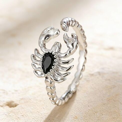 Scorpion-Shaped Adjustable Ring with CZ for Women in Kuwait