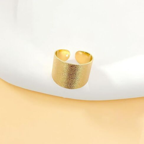 Gold Ring Leopard Print Wide Cuff Ring Set, Adjustable Open Band Statement Rings, Matte Finish, Comfort Fit, 2 Piece in Kuwait