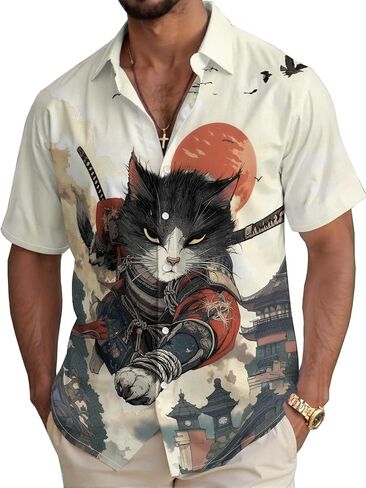 Funny Hawaiian Shirt Summer Beach Tropical Short Sleeve Holiday Print Aloha Shirt Casual Button Down Shirt in Kuwait