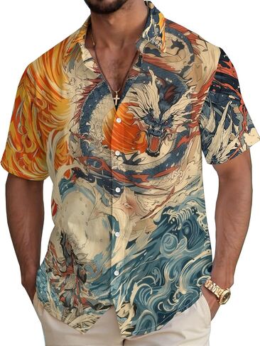 Funny Hawaiian Shirt Summer Beach Tropical Short Sleeve Holiday Print Aloha Shirt Casual Button Down Shirt in Kuwait